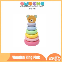 Wooden Bear Ring Toys - Pink