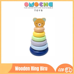 Wooden Bear Ring Toys - Biru